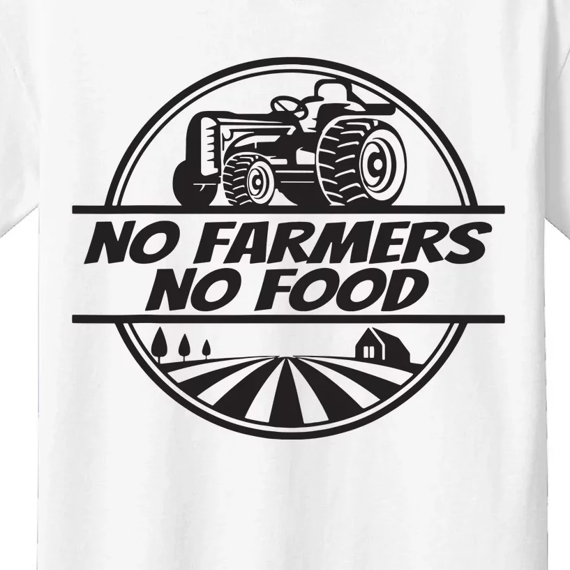 Retro No Farmers No Food Support Local Foods Farmer Kids T-Shirt