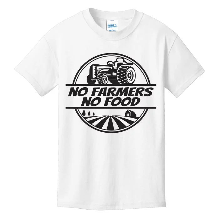 Retro No Farmers No Food Support Local Foods Farmer Kids T-Shirt