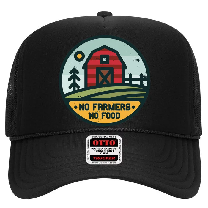 Retro No Farming No Food No Farmers High Crown Mesh Trucker Hat