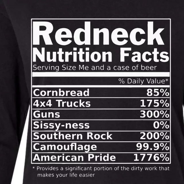 Redneck Nutrition Facts Funny Womens Cotton Relaxed Long Sleeve T-Shirt