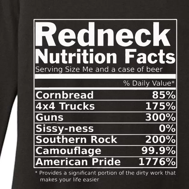 Redneck Nutrition Facts Funny Womens CVC Long Sleeve Shirt