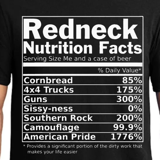 Redneck Nutrition Facts Funny Pajama Set