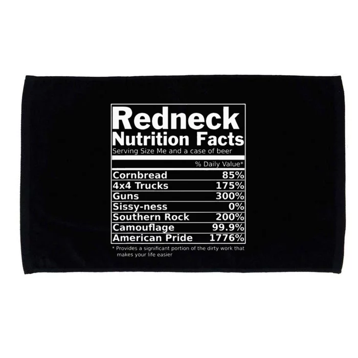 Redneck Nutrition Facts Funny Microfiber Hand Towel