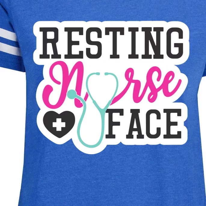 Resting Nurse Face Nurse Life Scrubs Healthcare Gift Funny Meaningful Gift Enza Ladies Jersey Football T-Shirt