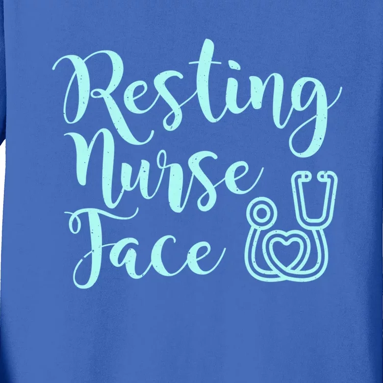 Resting Nurse Face Gift Funny Nurse Gift Kids Long Sleeve Shirt