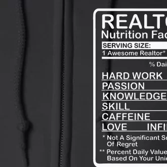 Realtor Nutrition Facts Full Zip Hoodie