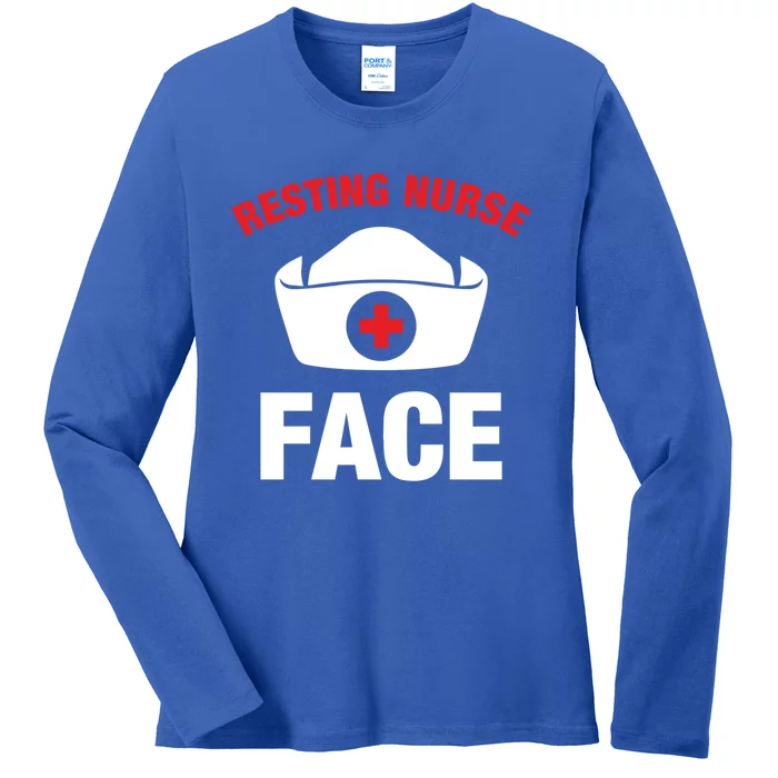 Resting Nurse Face Funny Gift Ladies Long Sleeve Shirt