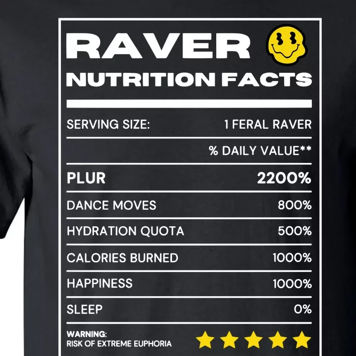 Raver Nutrition Facts Tall T-Shirt