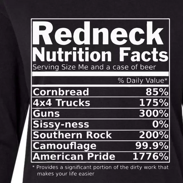 Redneck Nutrition Facts Funny Womens Cotton Relaxed Long Sleeve T-Shirt