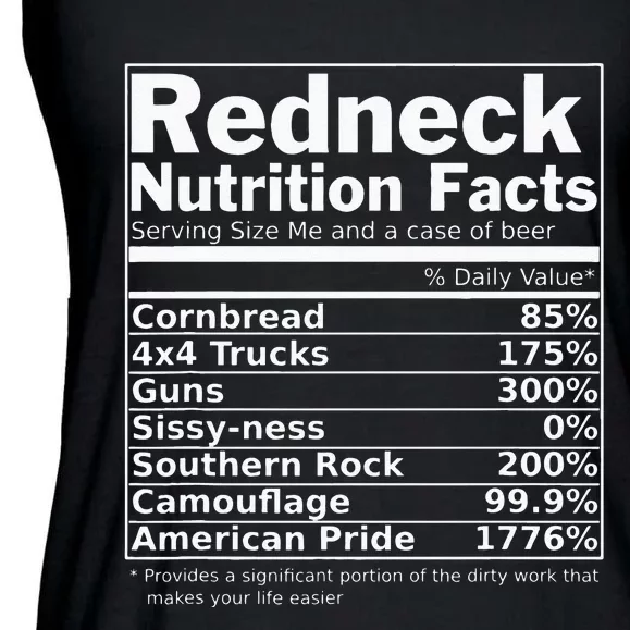 Redneck Nutrition Facts Funny Ladies Essential Flowy Tank