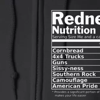 Redneck Nutrition Facts Funny Full Zip Hoodie