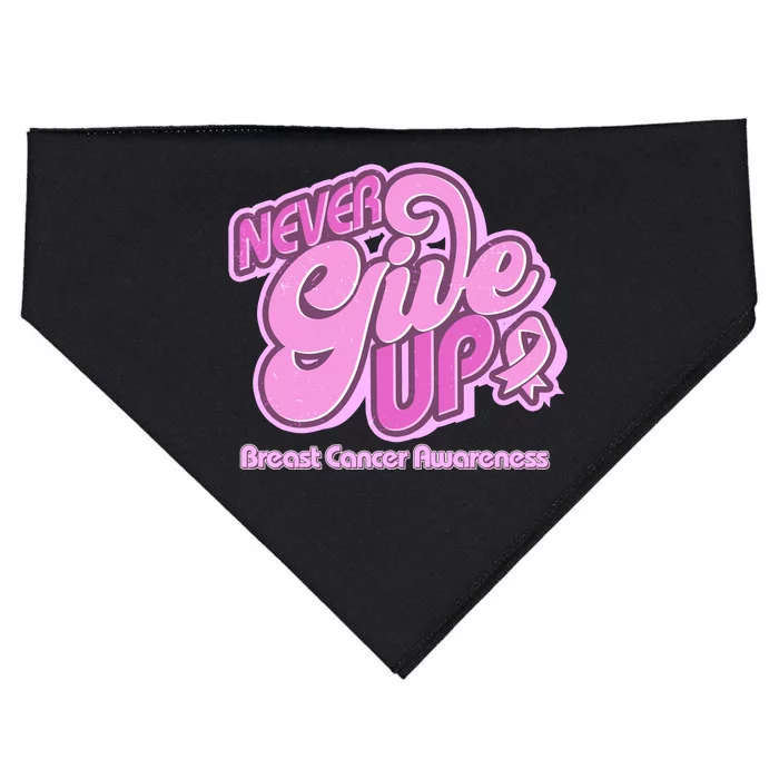 Retro Never Give Up Breast Cancer Awareness USA-Made Doggie Bandana