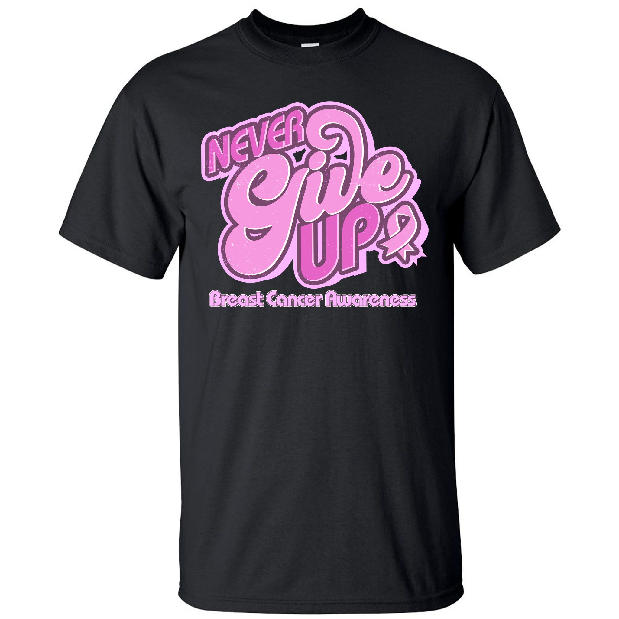 Retro Never Give Up Breast Cancer Awareness Tall T-Shirt