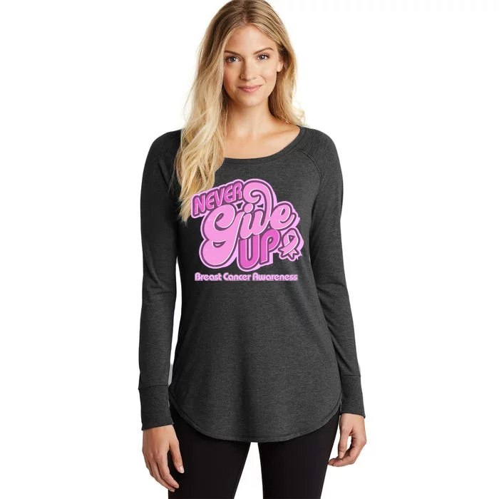 Retro Never Give Up Breast Cancer Awareness Women's Perfect Tri Tunic Long Sleeve Shirt