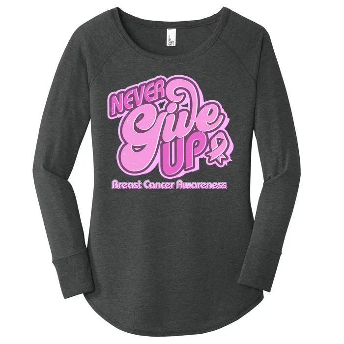 Retro Never Give Up Breast Cancer Awareness Women's Perfect Tri Tunic Long Sleeve Shirt