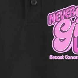 Retro Never Give Up Breast Cancer Awareness Dry Zone Grid Performance Polo