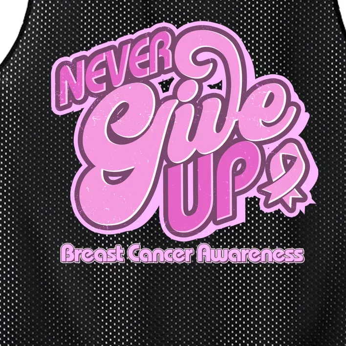 Retro Never Give Up Breast Cancer Awareness Mesh Reversible Basketball Jersey Tank