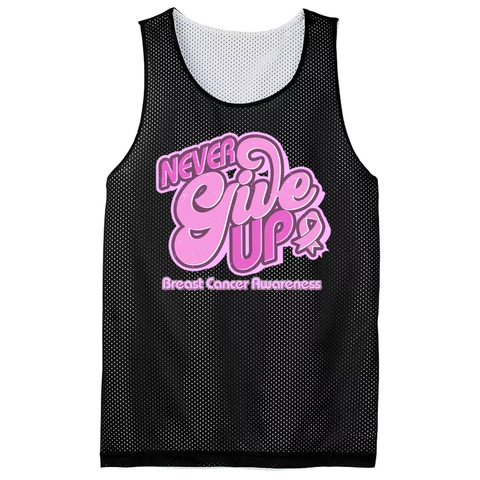 Retro Never Give Up Breast Cancer Awareness Mesh Reversible Basketball Jersey Tank