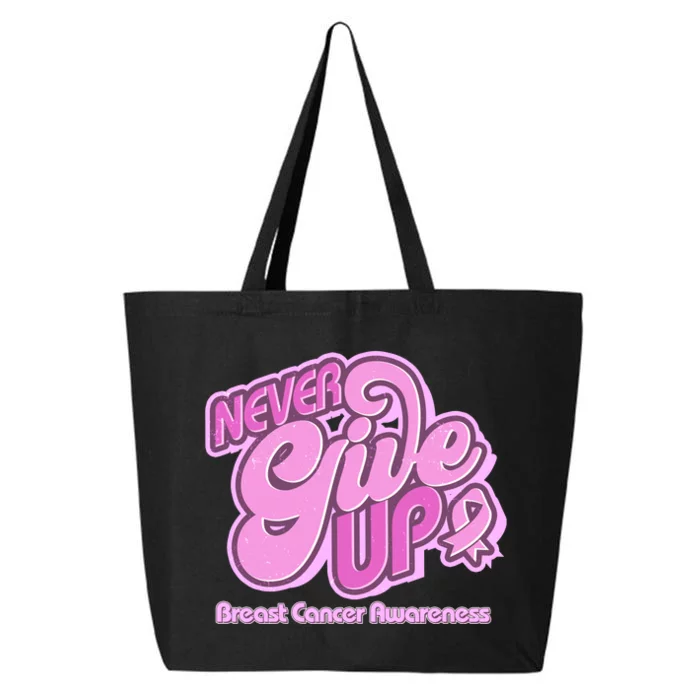 Retro Never Give Up Breast Cancer Awareness 25L Jumbo Tote