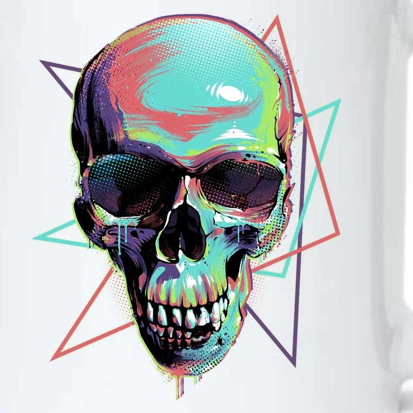 Retro Neon Graffiti Paint Skull Black Color Changing Mug