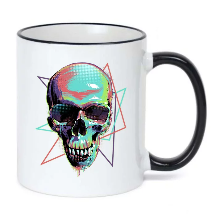 Retro Neon Graffiti Paint Skull Black Color Changing Mug