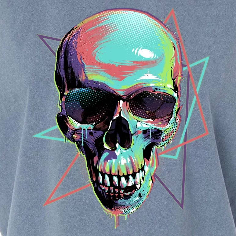 Retro Neon Graffiti Paint Skull Garment-Dyed Women's Muscle Tee