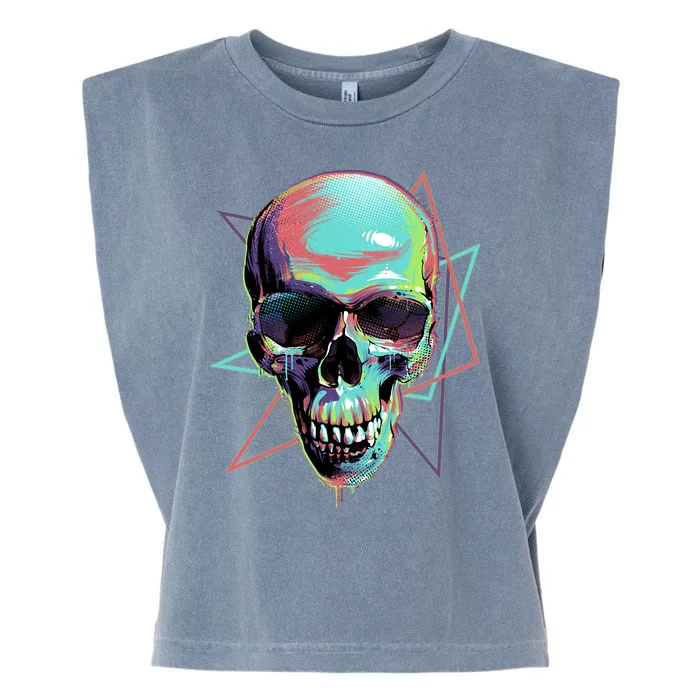 Retro Neon Graffiti Paint Skull Garment-Dyed Women's Muscle Tee