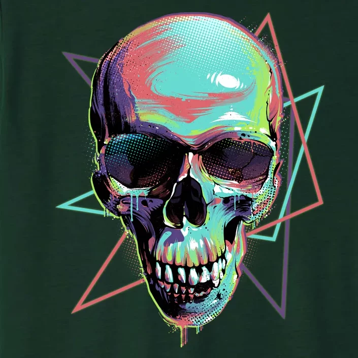 Retro Neon Graffiti Paint Skull ChromaSoft Performance T-Shirt