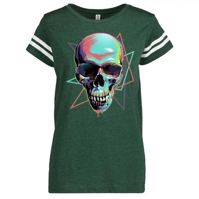 Retro Neon Graffiti Paint Skull Enza Ladies Jersey Football T-Shirt