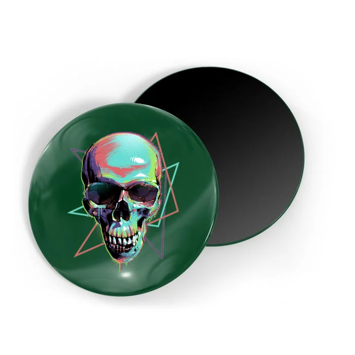 Retro Neon Graffiti Paint Skull Magnet