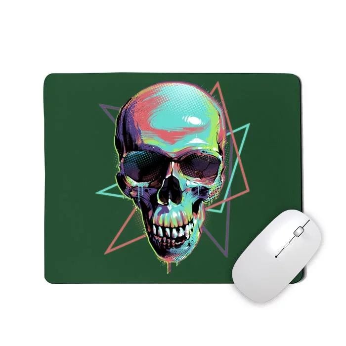 Retro Neon Graffiti Paint Skull Mousepad