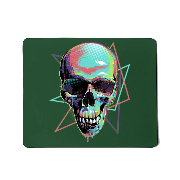 Retro Neon Graffiti Paint Skull Mousepad