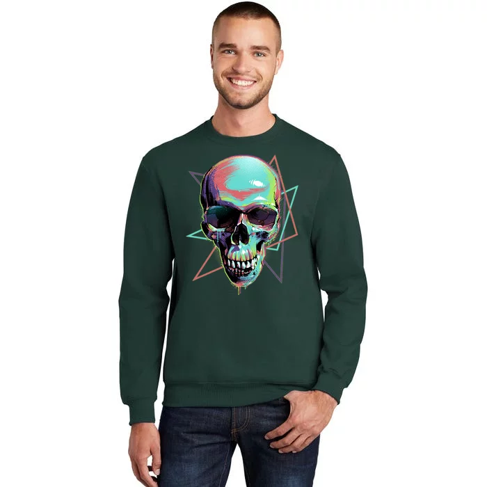 Retro Neon Graffiti Paint Skull Tall Sweatshirt