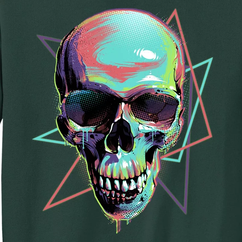 Retro Neon Graffiti Paint Skull Tall Sweatshirt