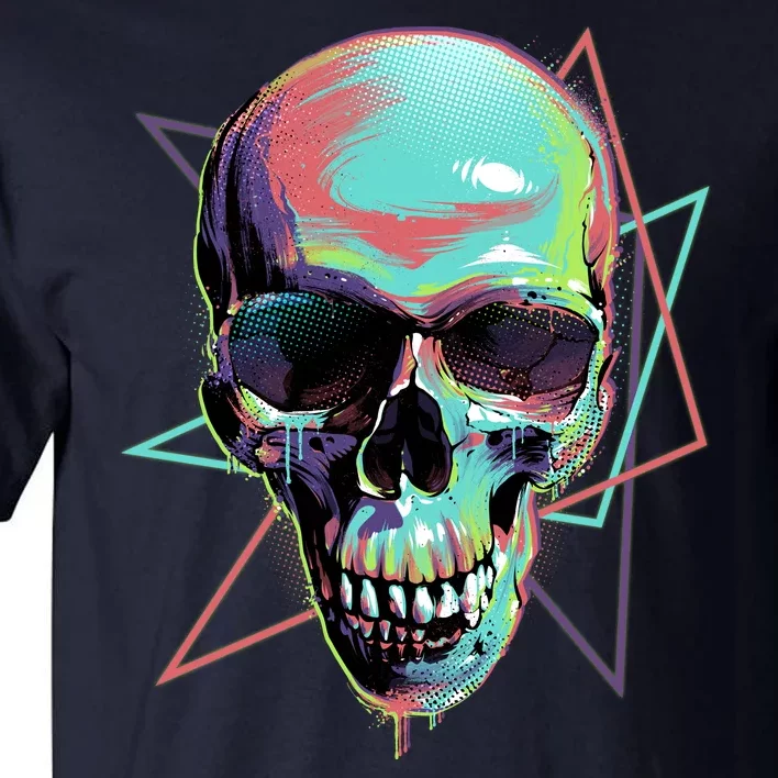 Retro Neon Graffiti Paint Skull Tall T-Shirt