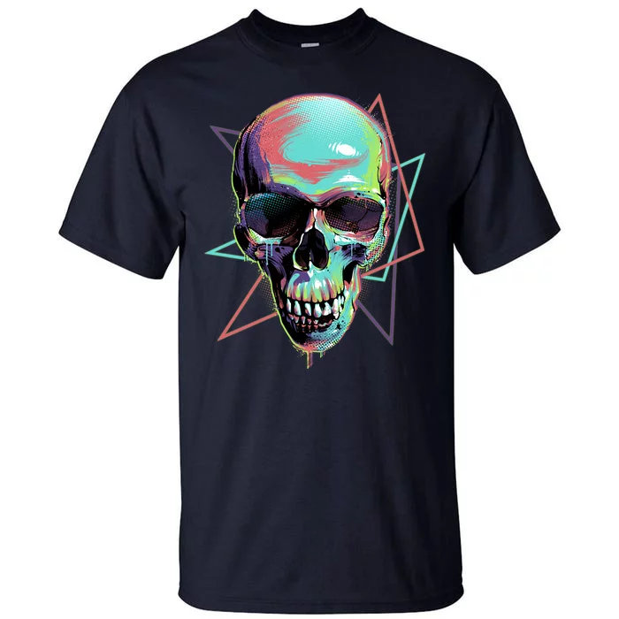 Retro Neon Graffiti Paint Skull Tall T-Shirt