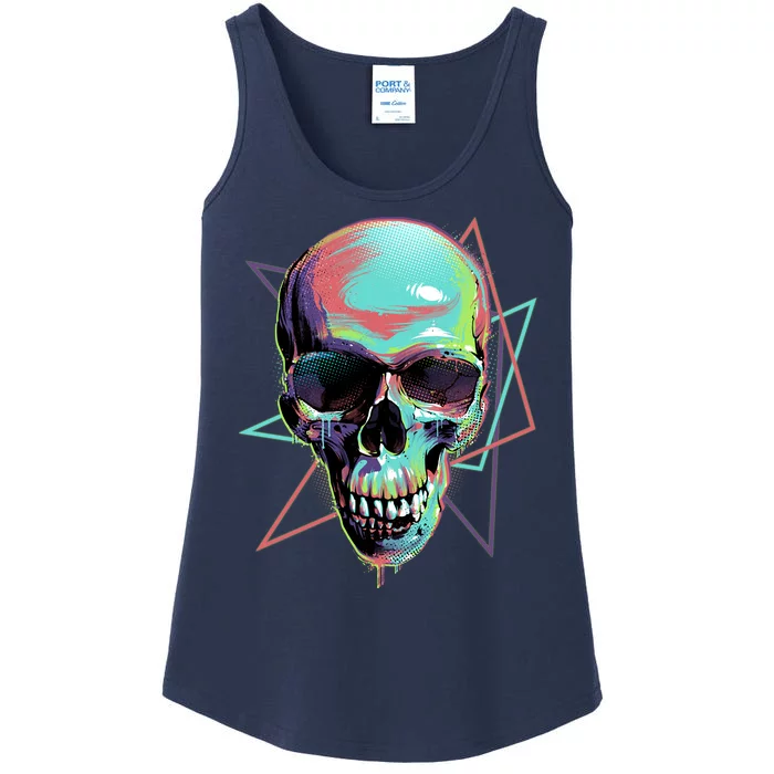 Retro Neon Graffiti Paint Skull Ladies Essential Tank