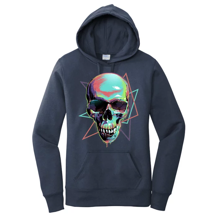 Retro Neon Graffiti Paint Skull Women's Pullover Hoodie