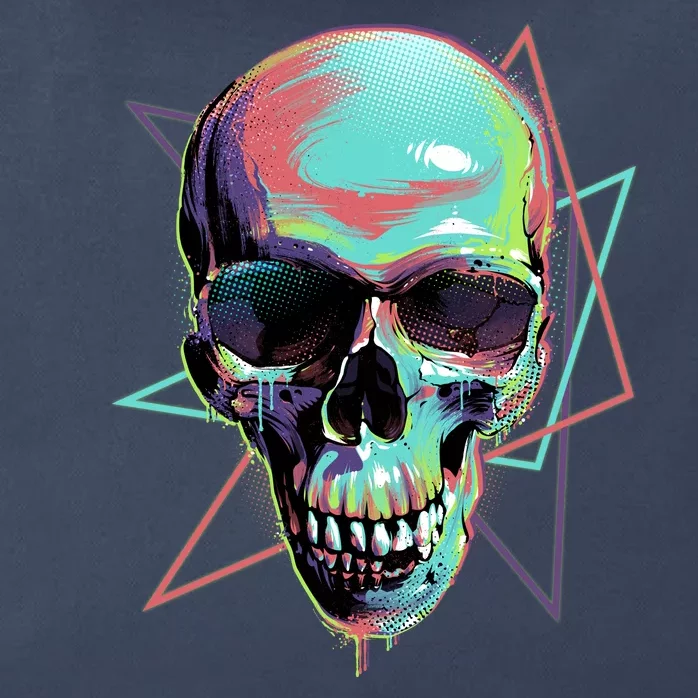 Retro Neon Graffiti Paint Skull Zip Tote Bag