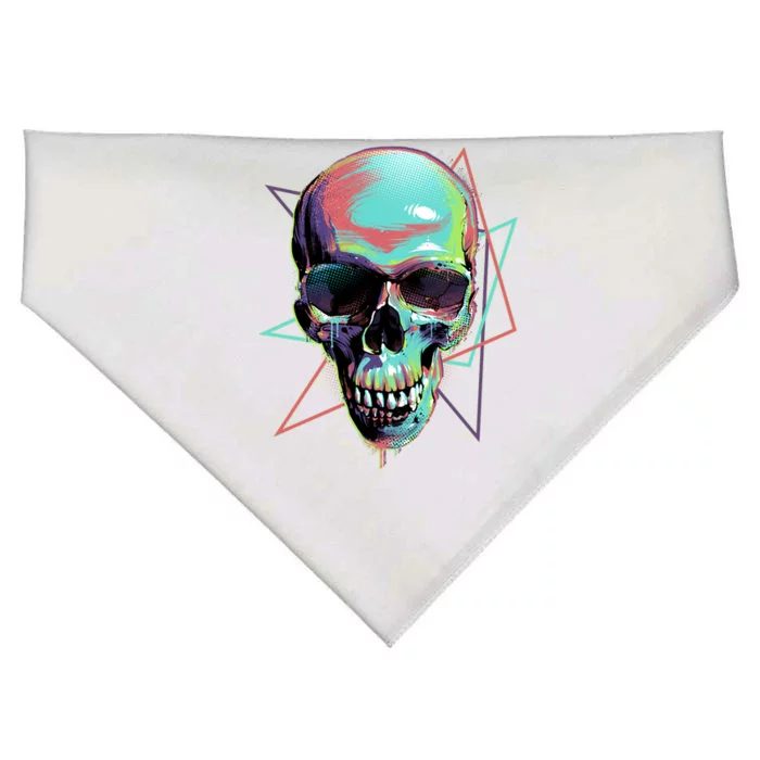 Retro Neon Graffiti Paint Skull USA-Made Doggie Bandana