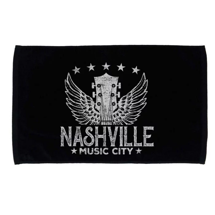 Retro Nashville Guitar Wings Vintage Country Music Concert Microfiber Hand Towel