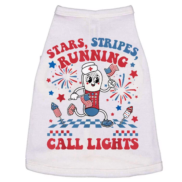 Retro Nurse Graduation 4th Of July Running For Call Light Doggie Tank