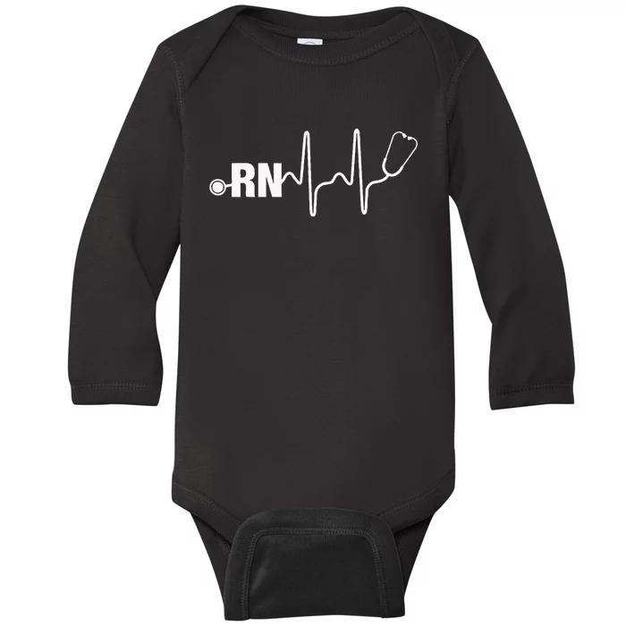 RN Nurse Heartbeat Registered Nurse Baby Long Sleeve Bodysuit