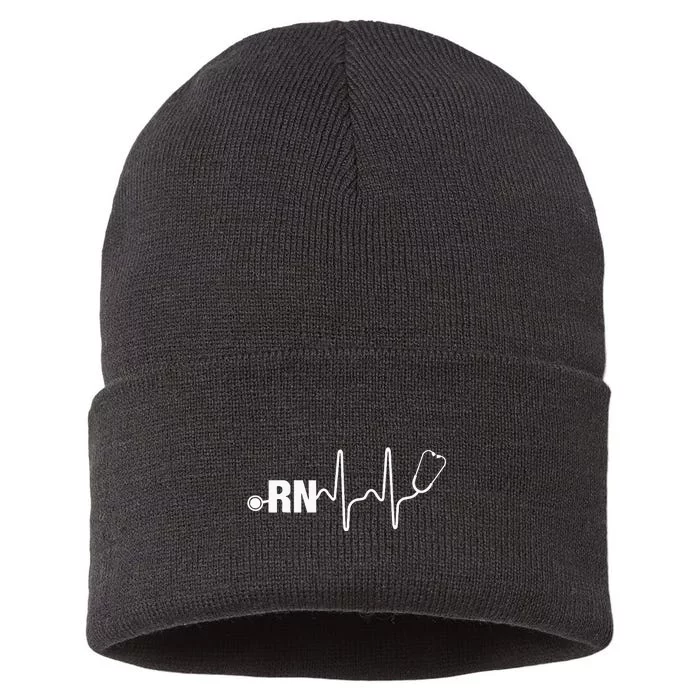 RN Nurse Heartbeat Registered Nurse Sustainable Knit Beanie