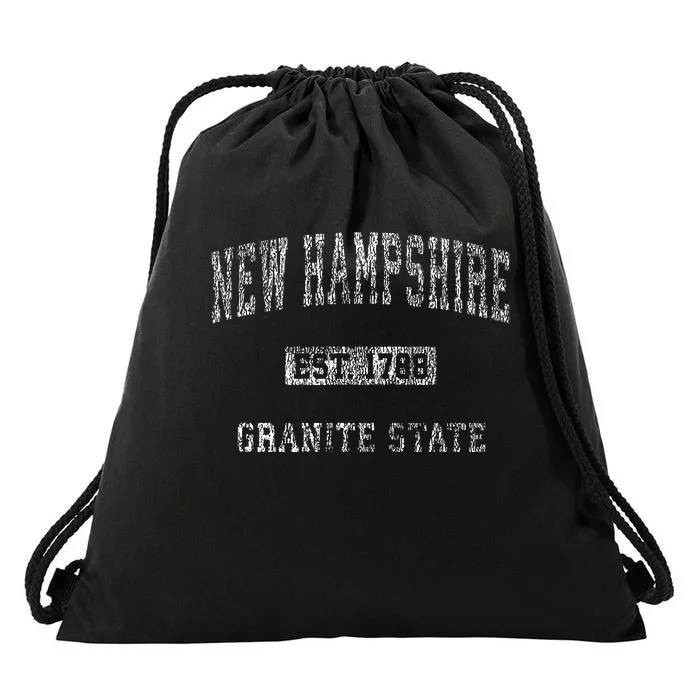 Retro New Hampshire Vintage Athletic Sports Design Drawstring Bag