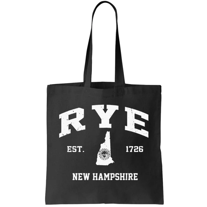 Rye New Hampshire NH Vintage State Athletic Style Tote Bag