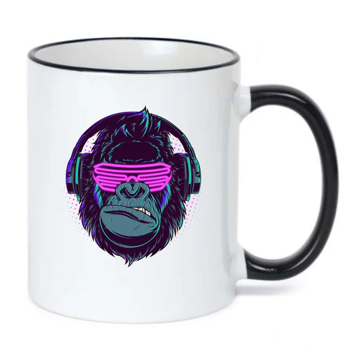 Retro Neon Hipster Gorilla Ape Black Color Changing Mug