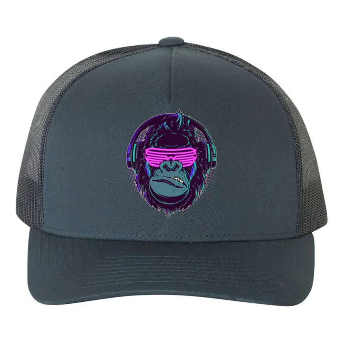 Retro Neon Hipster Gorilla Ape Yupoong Adult 5-Panel Trucker Hat