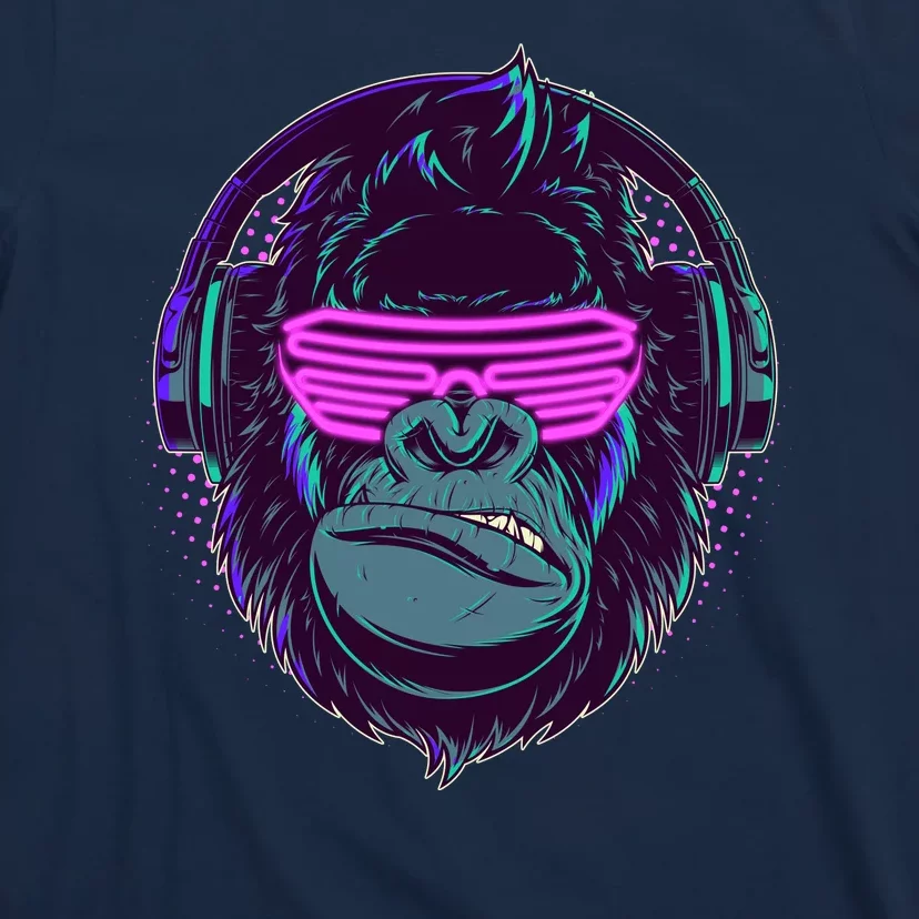 Retro Neon Hipster Gorilla Ape T-Shirt