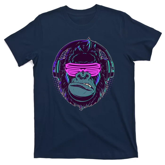 Retro Neon Hipster Gorilla Ape T-Shirt